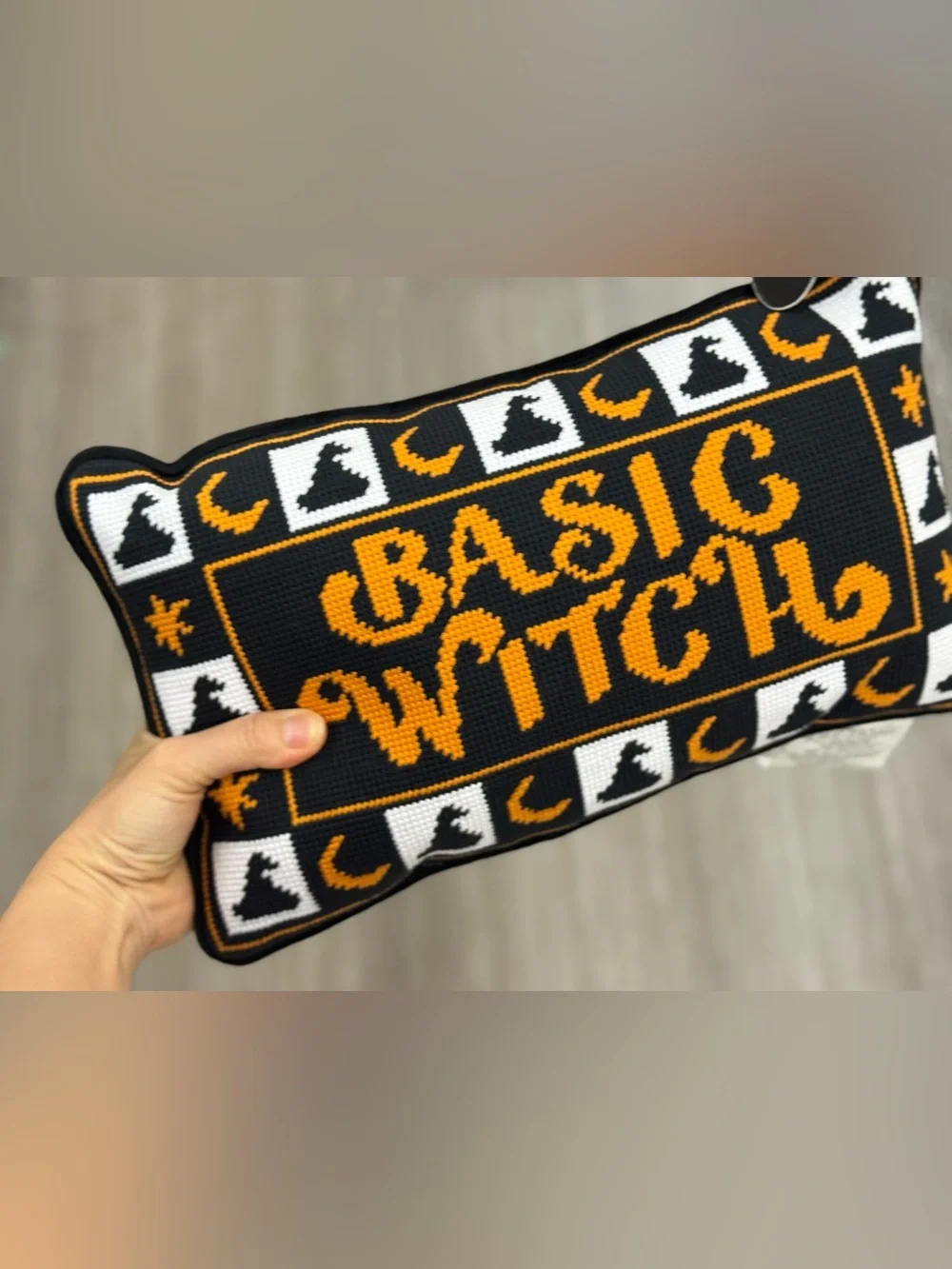 Basic Witch Pillow - Black and Orange Halloween Accent
